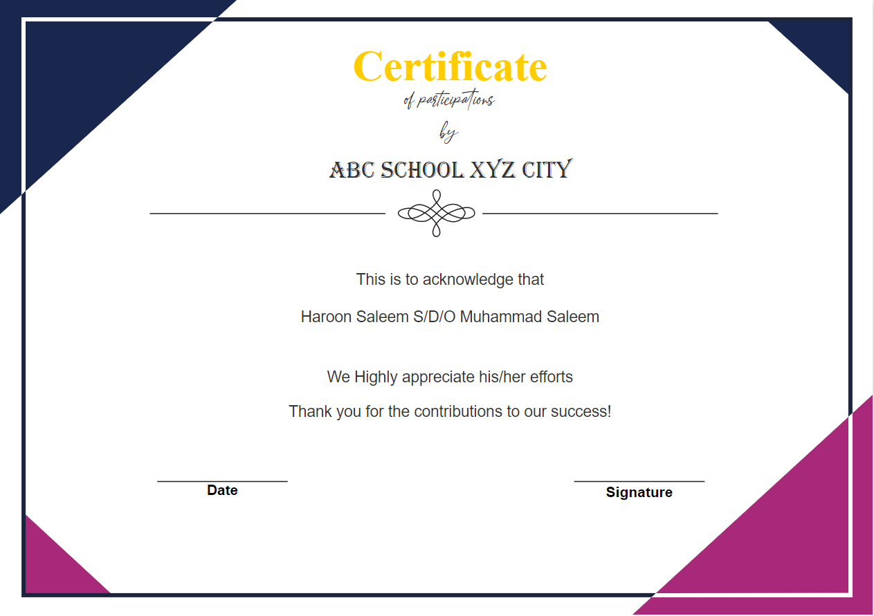 Appreciation Certificate Design 1